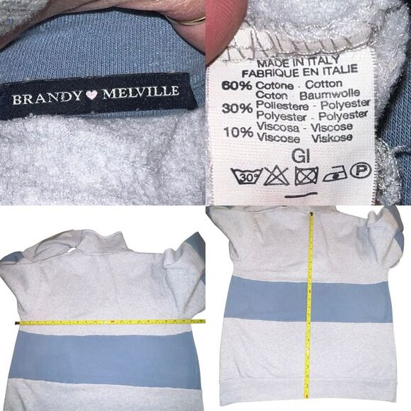 BRANDY MELVILLE Newport 1/4 Zip Sweatshirt Isabella Blue Grey MED - Picture 10 of 10
